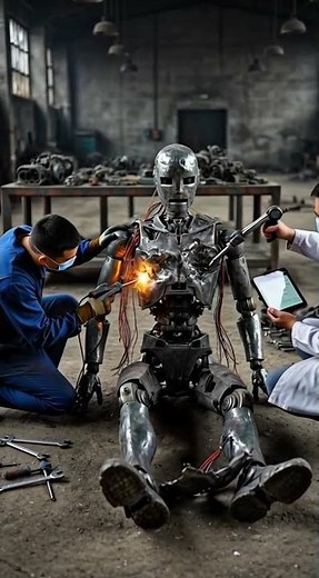 Broken Robot Fully Repaired #BrokenRobot #RobotRepair #AIGenerated #shorts #SciFi
