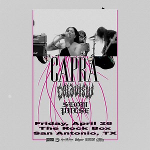 Friday, April 26, 2024 – The Rock Box Capra Slow Pulse The Grasshopper Lies Heavy In Balance Mortar Doors: 6:00 🎟️🎟️🎟️ Tickets: https://captix.eventbrite.com | Twin Productions