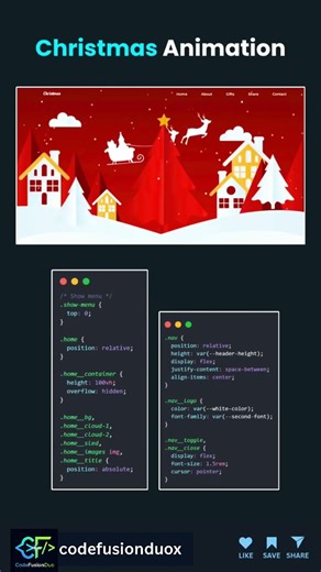 Christmas Animation #frontend #backend #coding #html #css #webdesign #programming #python