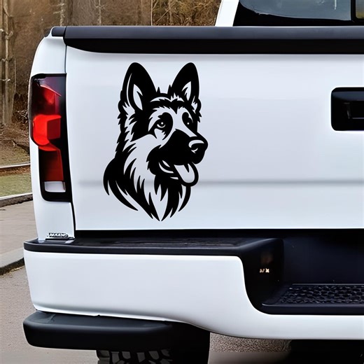 German Shepard Portrait Decal, Animal Lover Dog Owner Decal - Etsy