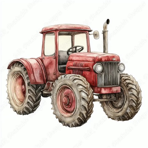 Watercolor Tractor Clip Art, Farm Truck Printable Images (digital Download) - Etsy