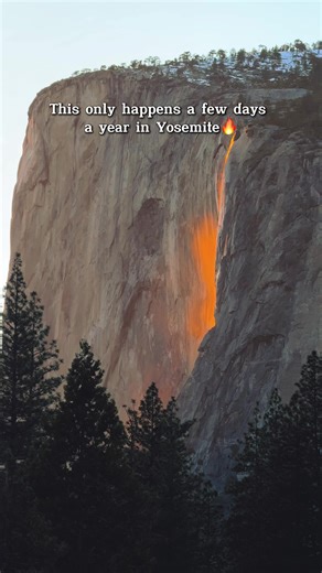 Did you know you can experience a waterfall on fire in Yosemite? 🔥✨ Every February, Horsetail Fall transforms into what looks like flowing lava — a rare natural phenomenon known as the Yosemite Firefall. 🗓️ When to see it: The 2026 Firefall is expected to happen between February 10–26, with the best chances around February 18–23, just 5–15 minutes before sunset. ☀️ What makes it happen: Clear skies, the perfect sunset angle, and enough snowmelt — when everything aligns, it’s pure magic. 📍Best