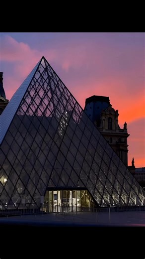 Louvre Museum, Paris 🇫🇷 As the sun dips low, the pyramid glows—glass and stone in perfect harmony. History bathed in golden light, where every reflection tells a story. #LouvreMuseum #ParisSunset #fblifestyle #CityOfLight #TimelessParis #FranceVoyageurs #ArchitecturalContrast #GoldenHourGlow #LouvrePyramid #ParisVibes #fbreelsfypシ゚ | In Love with France