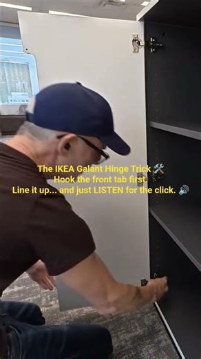 The IKEA GALANT hinge secret: Hook the front tab first and listen for the click! 🔊🛠️ #IKEA #Shorts