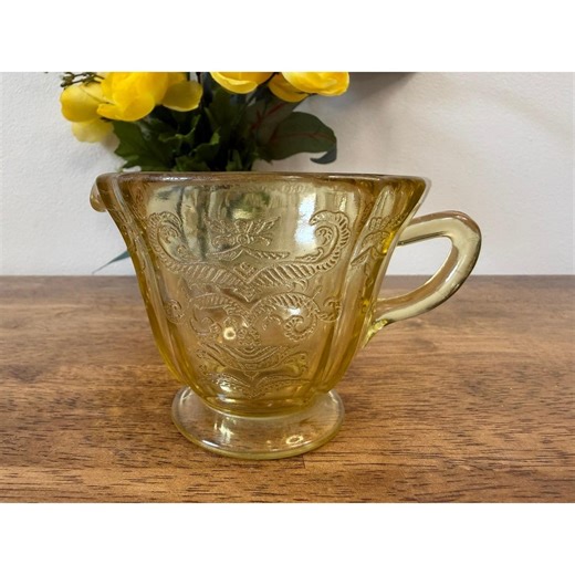 Vintage Federal Glass Madrid Amber Yellow Depression Glass Creamer - Etsy