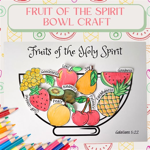 Fruit of the Spirit Bowl Craft| Fruit of the Spirit Activity| Sunday School Lesson| Educational Activity| Religious Game| Kids Bible Lesson - Etsy
