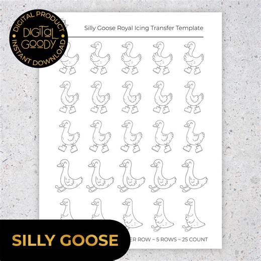 Silly Goose Royal Icing Transfer Sheets Printable Goose Template Bundle for Cookie Decorating Edible Sprinkles Macarons PDF Download - Etsy