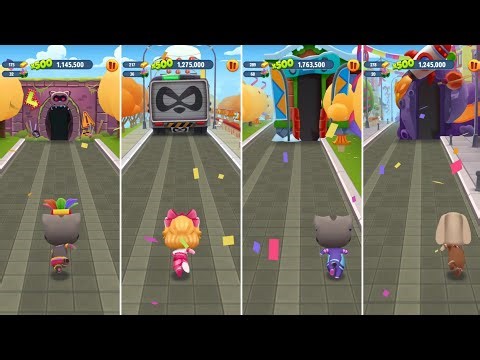 Talking Tom Gold Run Fiesta Tom vs Valentine's Angela vs Gamer Tom vs Gingerbread Ben Gameplay