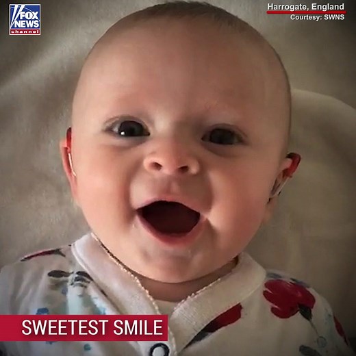 231K views · 16K reactions | ADORABLE AUDIBLE: Watch a deaf four-month-old girl's face brighten up after hearing the sound of her mom's voice through her hearing aids. | Fox News | Facebook