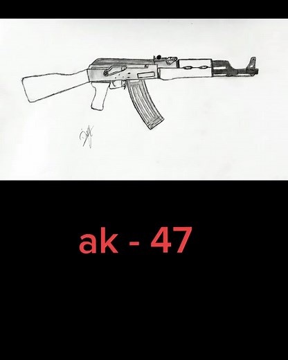 ak - 47 pencil drawing art, how to draw machina gun