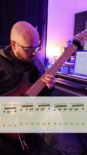 Six-tuplet exercise with electric guitar, minor pentatonic scale with ascending chromaticism