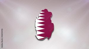 Qatar Flag on its Country Map, 3D Map Flag Opener Suitable for Politics, Elections, Travel, News and Sports Events and Presentations