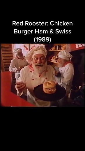 1989 Red Rooster Chicken Burger Ham & Swiss Ad
