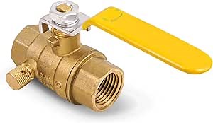 Midline Valve 627T234-NL Premium Full Port Ball Valve with Drain, Brass, 1/2 in. FIP x 1/2 in. FIP