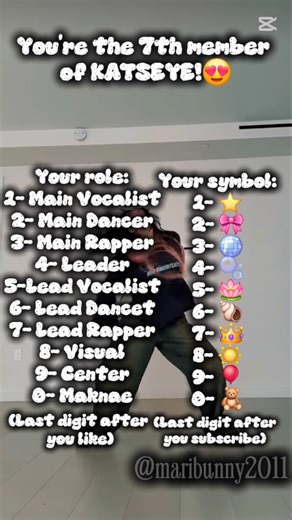 Your KATSEYE role & symbol! 🎤⭐ (Don't forget to like & sub!) #katseye #edit #capcut #viral #katseye