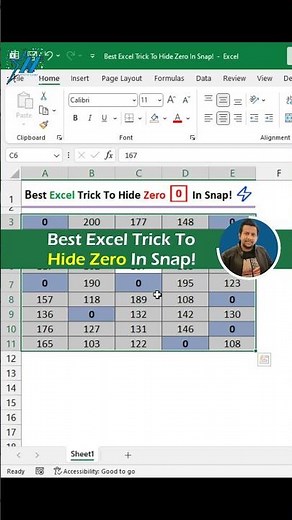 You Won't Believe This! EASY Way to Hide Zeros in Excel 😮 Excel Formula For Job Interview #shorts