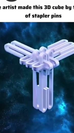 The artist uses stapler pins and made 3d cube.#design #cube