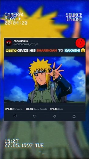 Obito Gives His Sharingan To Kakashi#naruto #anime #narutoshippuden #obito#kakashi