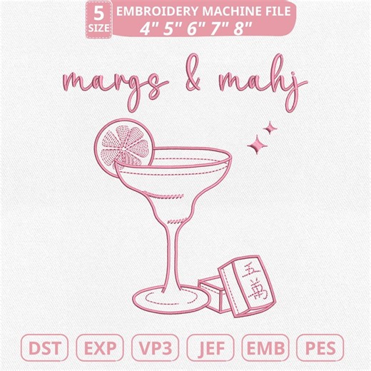 Margs & Mahj Girls Night Machine Embroidery File, Mahjong Hostess (instant Download) - Etsy