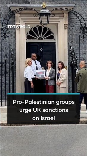 Pro-Palestine groups deliver petition calling for Israel sanctions to Downing Street
