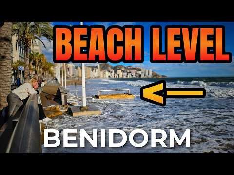 Benidorm - *WIND ALERT* for Today and Tomorrow | Beach Completely Submerged!