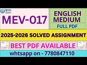 MEV17 Solved Assignment 2025-26 | MSc Environmental Science | IGNOU | January 2025 to July 2026