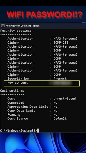 See Your WiFi Password Using CMD #cmd #windows #wifi #windowstips #troubleshooting