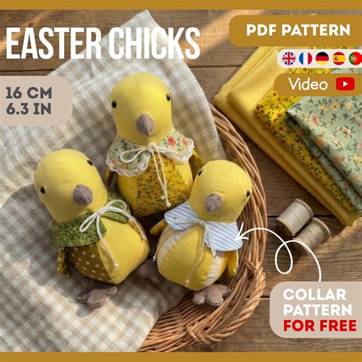 Easter Chick Sewing Pattern PDF | Farmhouse Baby Hen Spring Plush Toy 16 Cm - Etsy