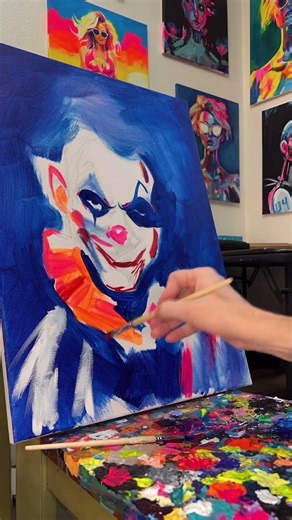 Painted a clown yesterday👊🤡 #paintings #clowns #acrylicpainting #art #halloween #joker #artist