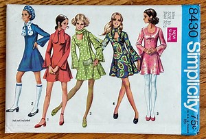 60s Mod Mini Dress & Scarf Sewing Pattern - Simplicity 8430 FF (bust 32.5") - Etsy