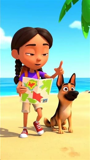 Cute Girl & Her Dog Adventure 🐶🏝️ | AI Cartoon Story for Kids | Fun Animatio