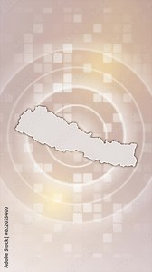 Mobile Vertical Resolution 2160x3840 Pixels, Nepal Animated Map on Minimal Background, Useful for Politics, Elections, Travel, News and Sports Events