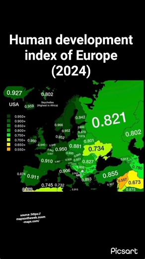 Human development index of Europe (2024).