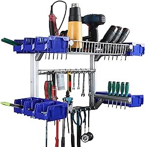 Amazon.com: QTJH Wall Mounted Tool Organizer with Hardware Storage Boxes and Metal Hooks : Tools & Home Improvement