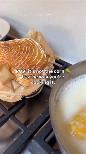 Nicole Jaques | Low Tox Living + Cleaning + Kitchen Tips on Instagram: "It’s giving five-star corn without leaving your kitchen. ✨ Pour milk into the pot, add butter + a pinch of salt. Simmer your corn instead of boiling it in plain water. Milk = creamy, rich flavor. Butter = silky finish. Salt = draws out natural sweetness. You’ll never go back. 🤌🏼"