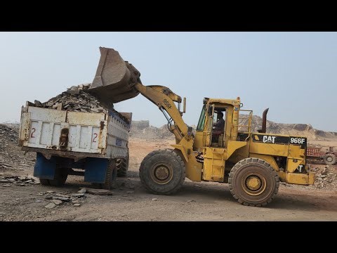 A Mega Rock Breaking & Loading Show: Mighty performance of Cat 966E Wheel Loader & Hitachi Excavator