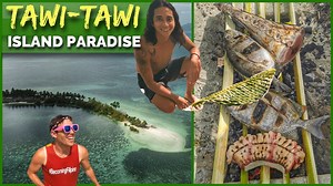 One of the best things about having awesome Filipino friends who are great at cooking? When you find an island paradise in Tawi-Tawi, they can take the fresh fish you bought at the market, and turn it into a delicious meal!! We left the main island of Simunul and ended up crossing five minutes to a smaller island called Sangay Siapo. This island is paradise! Clean water, white sand, coconut trees... during high tide the turquoise blue water stretches out forever... and low tide brings a golden g