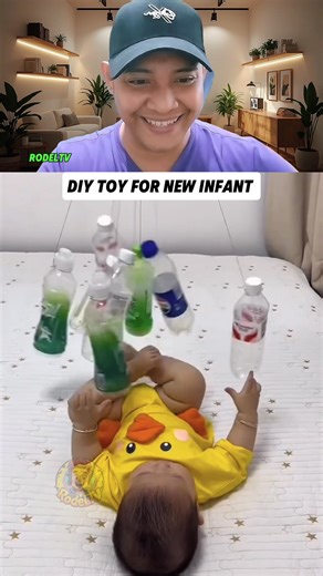 2.5M views · 30K reactions | Smart Mom Hack: How to Make Hanging Baby Toys from Empty Bottles | Safe & Fun DIY | RodelTv #MomHacks #BabyToys #ParentingTips | RodelTv | Facebook