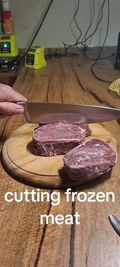 how to cut frozen meat. easy.
