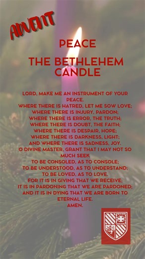 It's the second Sunday of Advent - the Bethlehem candle is lit and we pray and reflect on Peace. | St Thomas Aquinas Catholic School