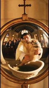 Dog Baptism Surprise: Barking and Splashing Everywhere!