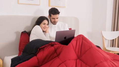 Nestl Queen Comforter Set, 3 Piece Bed in a Bag, Reversible Down Alternative Bedding Set, Black & Gray