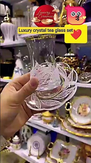 Elegant Leaf Etched Tea Glass with Gold Rim 🌿✨ | Luxury Glassware Unboxing #luxuryglassware #teatime