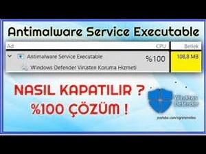 Windows 10 AntiMalware Service Executable Disk \u00100 Sorunu Çözümü