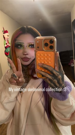 Julia hope on Instagram: "My skelanimal collection:) I hope this reaches the right audience because only some will understand 😭 #skelanimals #vintage Also after I filmed this video I got a brand new w tags skelanimal umbrella and a vintage pink blanket from eBay 😭"