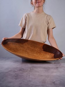 XXL 28" Hand-carved Oval Wooden Bowl – Sustainable Serving Bowl for Meals & Gatherings - Etsy