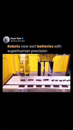 Facts Tech on Instagram: "This graph plots sorting accuracy (%) on the y-axis against battery type complexity on the x-axis. The robotic system’s curve stays near the top, showing consistently high accuracy even as battery shapes, sizes, and chemistries vary. A human-operated system appears as a lower, fluctuating line, demonstrating how robots maintain steady, high-speed sorting while reducing errors and improving recycling efficiency. Follow @actual_facts.hub for insane engineering, clever inv