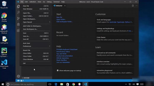 在Windows 10上安装和使用Visual Studio Code（VS Code）