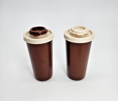 Retro Tupperware Brown Salt & Pepper Shakers Set Flip Top Seal Lid | eBay