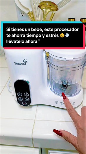 Robot de cocina para bebés Grownsy con cesta para cocción al vapor, procesador de alimentos para bebés todo en uno: vaporera, batidora, trituradora y molinillo, cocción, trituración y esterilización automáticas, nuevo producto 2025.#tiktokshop #procesador #procesadordealimentos #comidaparabebe #bebe